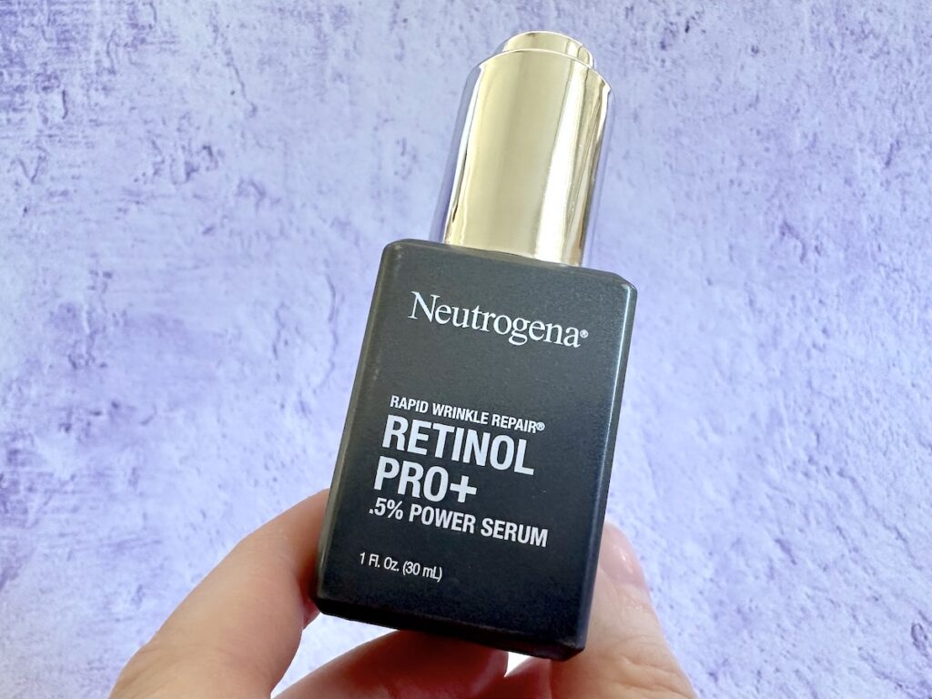 Neutrogena Rapid Wrinkle Repair Retinol Pro+ .5% Power Serum, handheld.