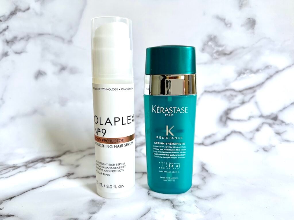 Olaplex No. 9 Bond Protector Nourishing Hair Serum and Kerastase Resistance Serum Therapiste