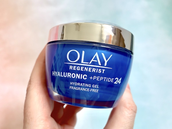 Olay Hyaluronic + Peptide 24 Hydrating Gel Cream handheld.