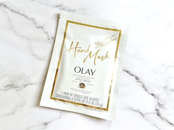 Olay Moisturizing Hand Mask, flatlay.