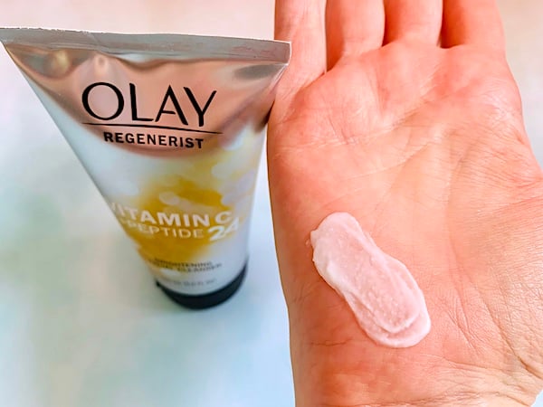 Olay Regenerist Vitamin C + Peptide 24 Cleanser Sampled on Hand