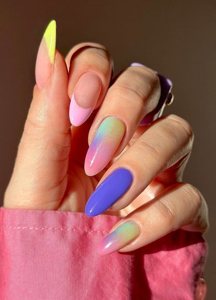 Ombre pastel nails.