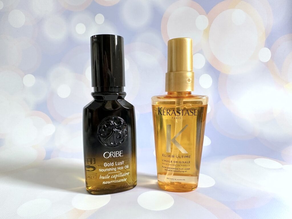 Oribe Gold Lust Nourishing Hair Oil and Kerastase Elixir Ultime L'Huile Original Hair Oil.