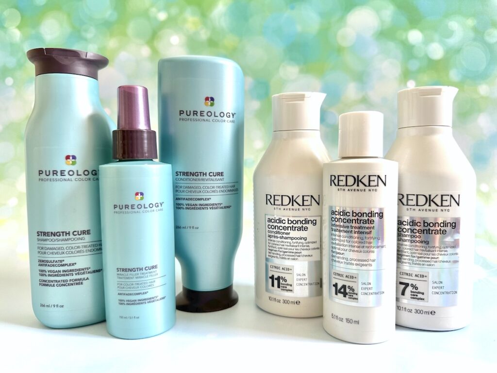 Pureology vs Redken haircare products for damaged hair.