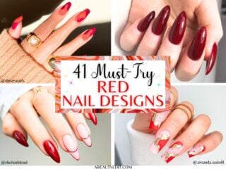 41 must-try red nail designs collage.