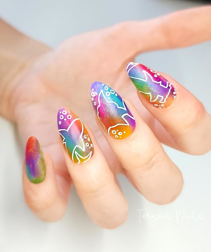 Colorful shark nails.