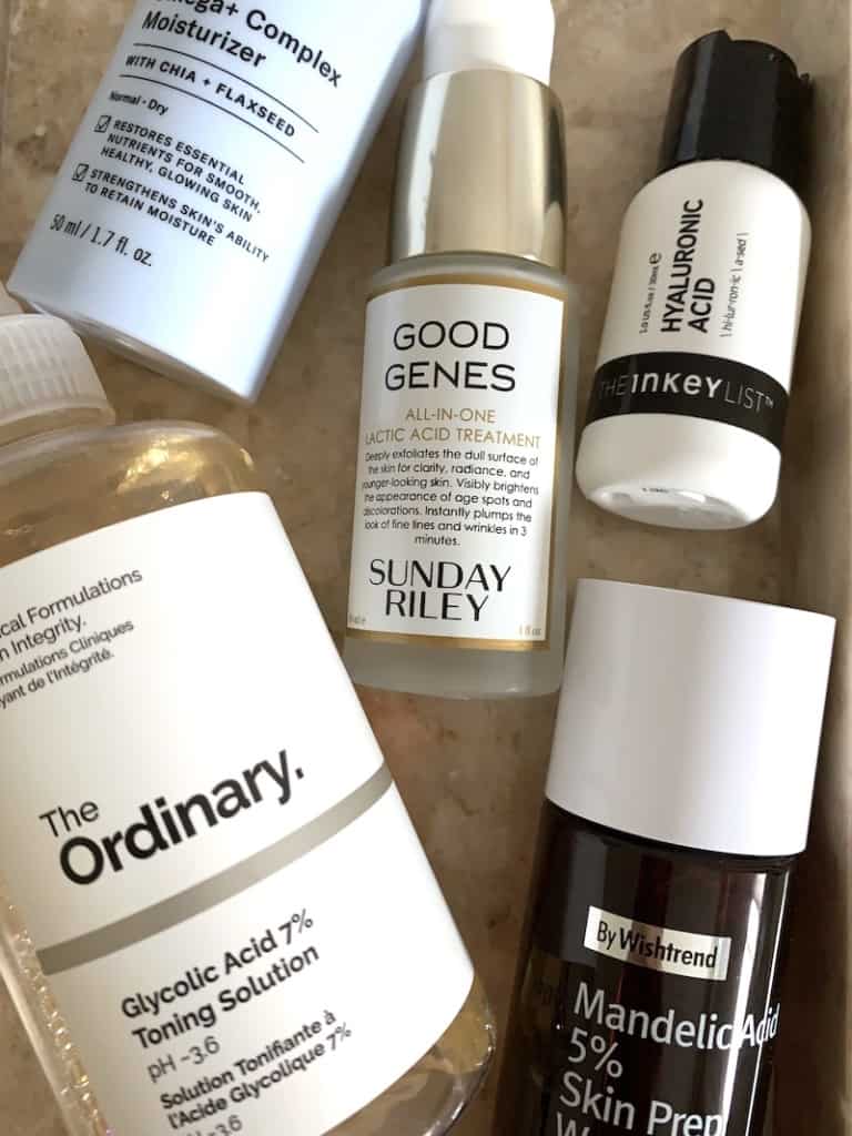 Skincare Acids Flatlay in Tray