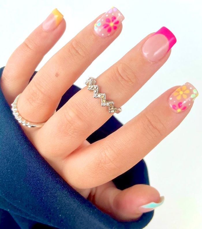 Colorful spring manicure.