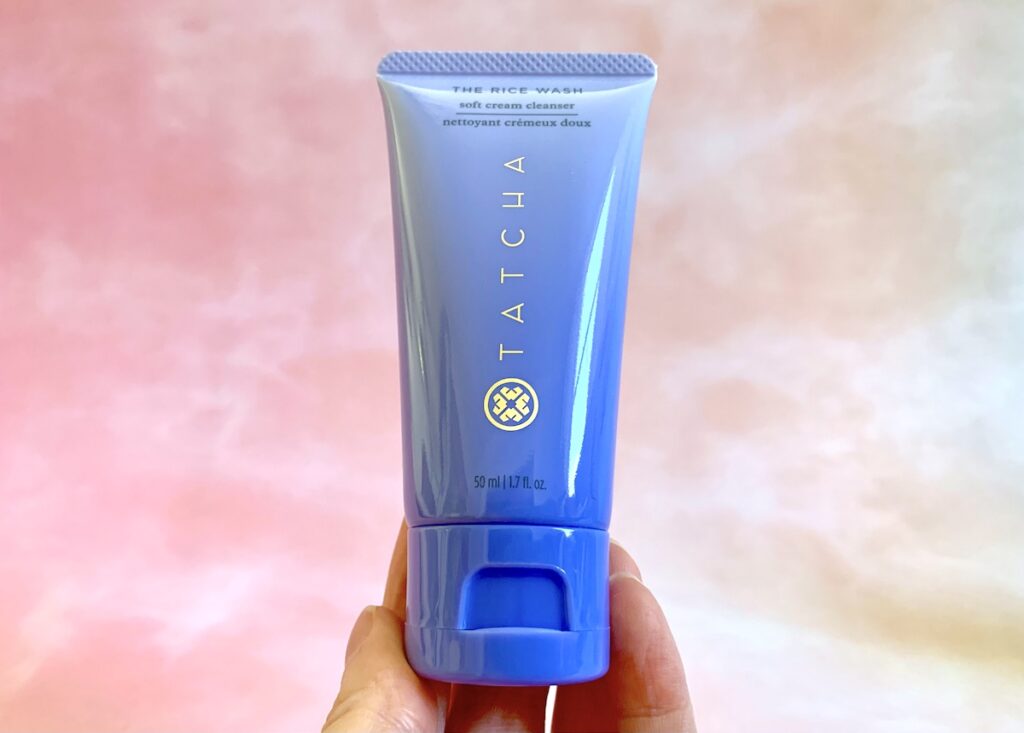 Tatcha The Rice Wash cleanser handheld.