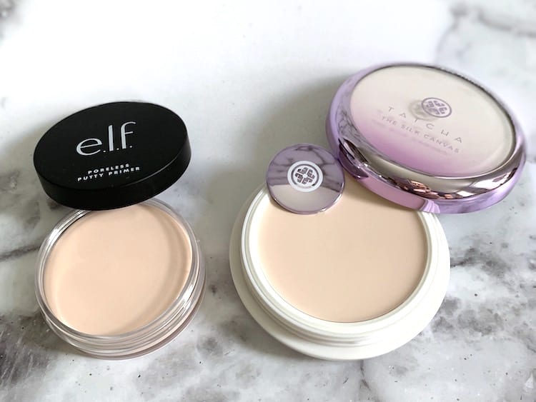 Tatcha The Silk Canvas Protective Primer and e.l.f. Poreless Putty Primer