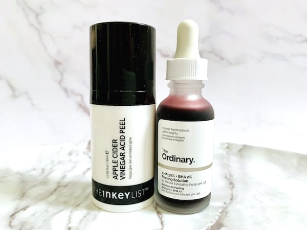 The Inkey List Apple Cider Vinegar Acid Peel and The Ordinary AHA 30% + BHA 2% Peeling Solution