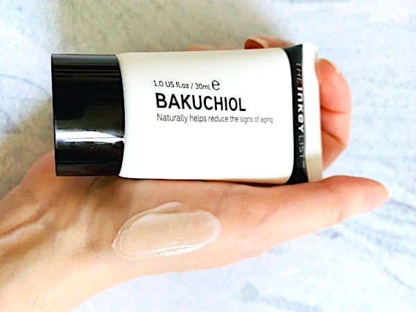 The Inkey List Bakuchiol Moisturizer sampled on hand