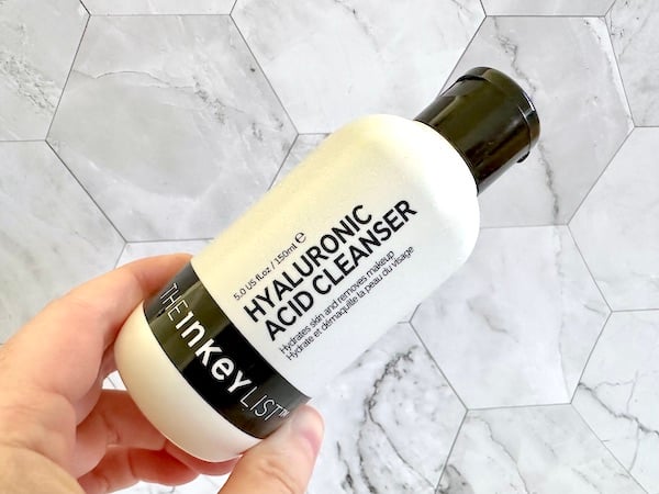 The Inkey List Hyaluronic Acid Cleanser, handheld.