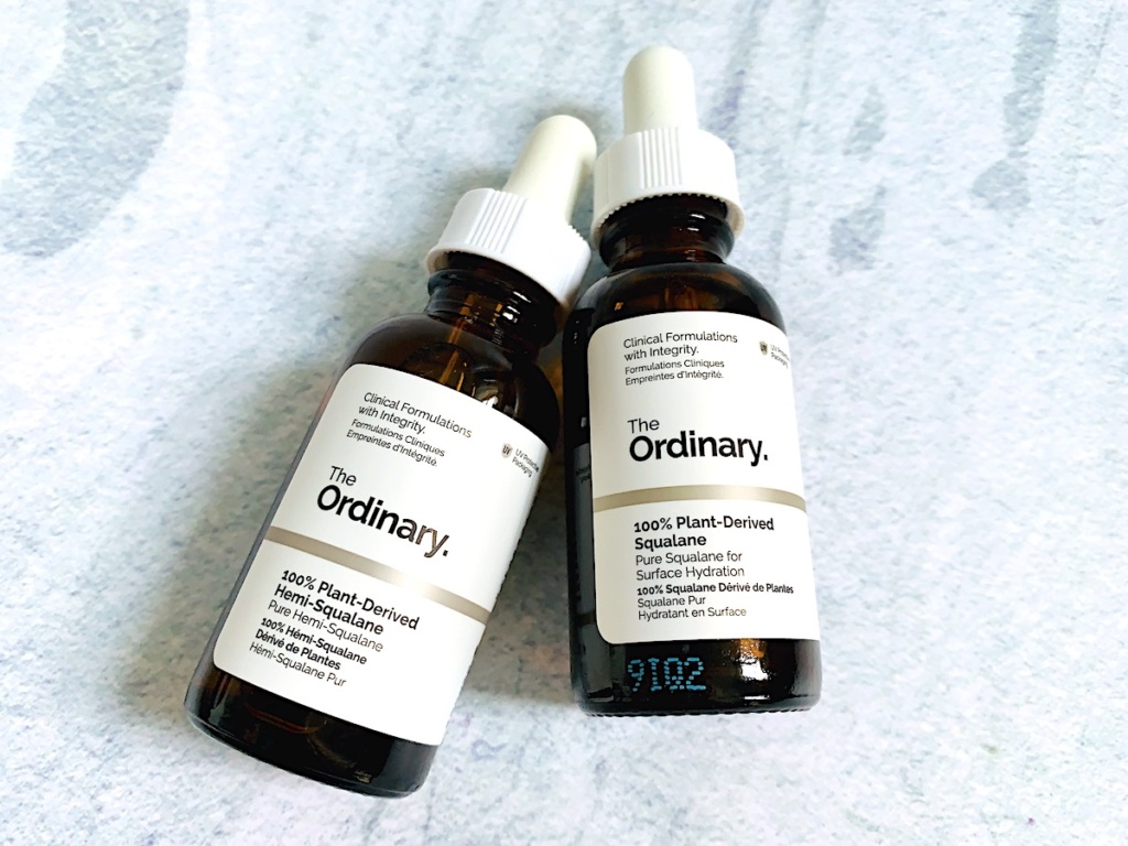 The Ordinary 100% Plant-Based Hemi-Squalane and The Ordinary 100% Plant-Based Squalane flatlay