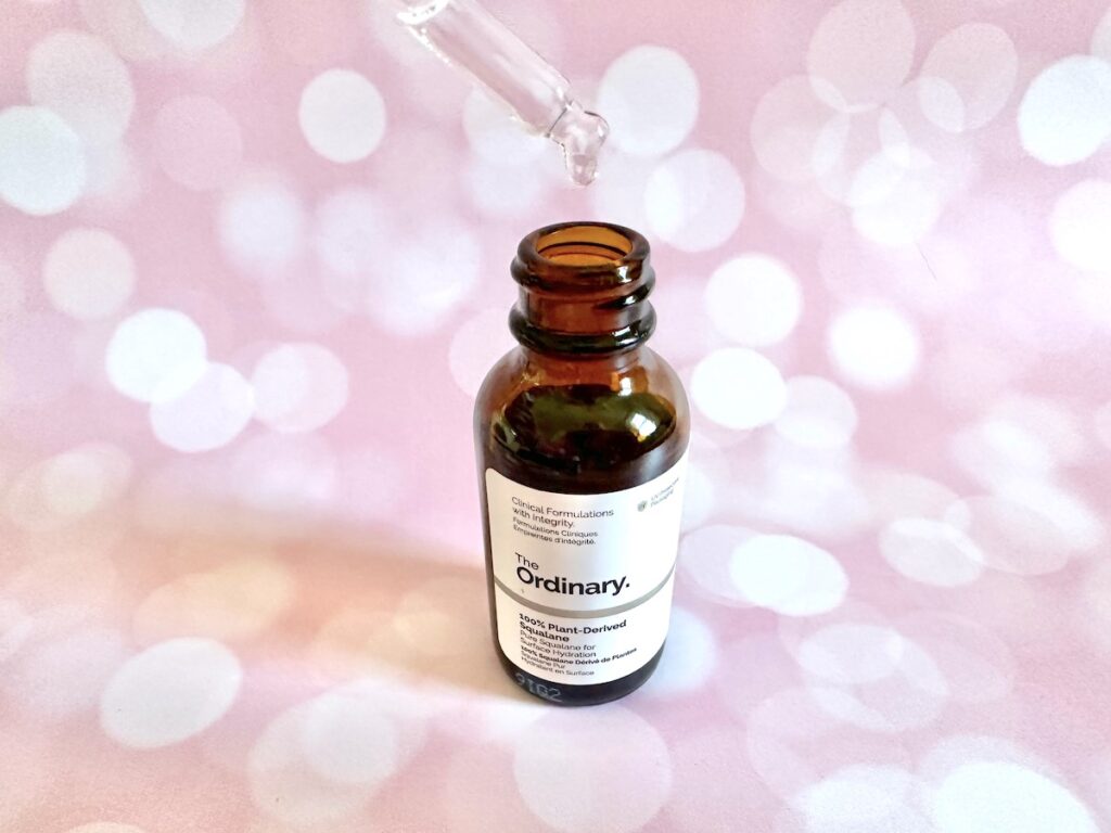 The Ordinary 100% Plant-Derived Squalane, open bottle with dropper.