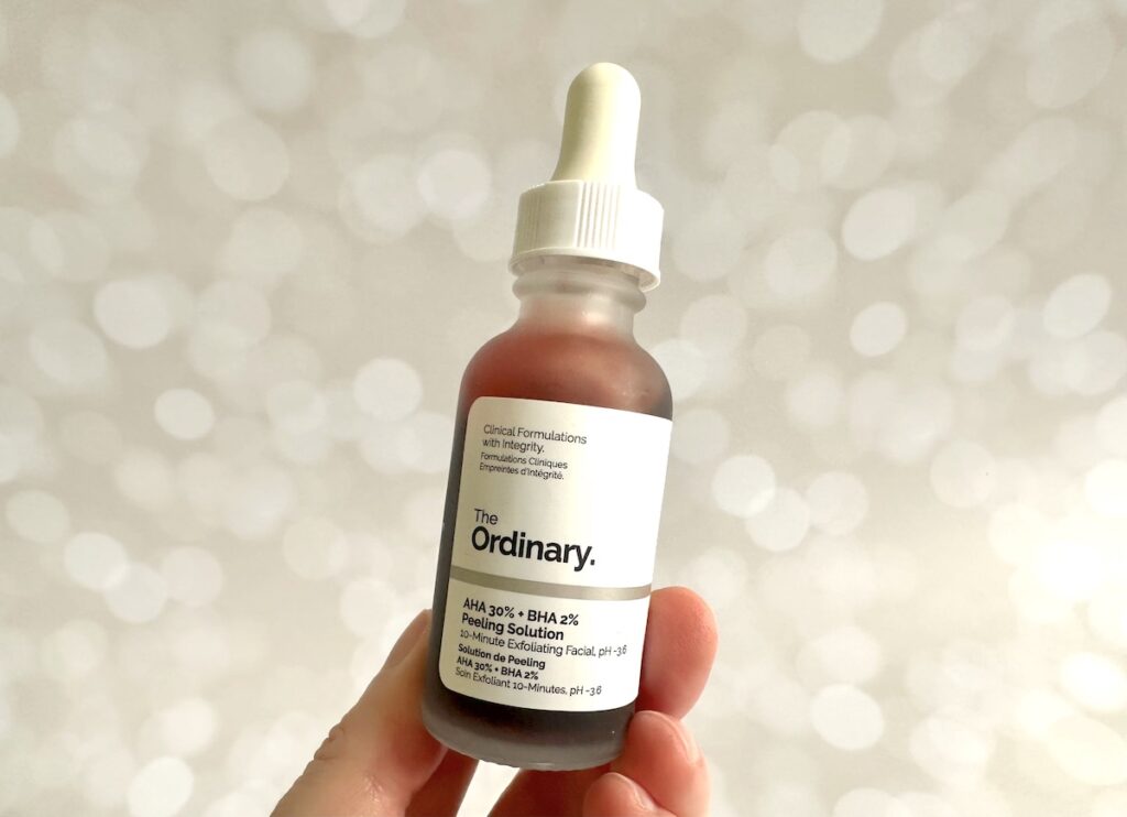 The Ordinary AHA 30% + BHA 2% Peeling Solution, handheld.