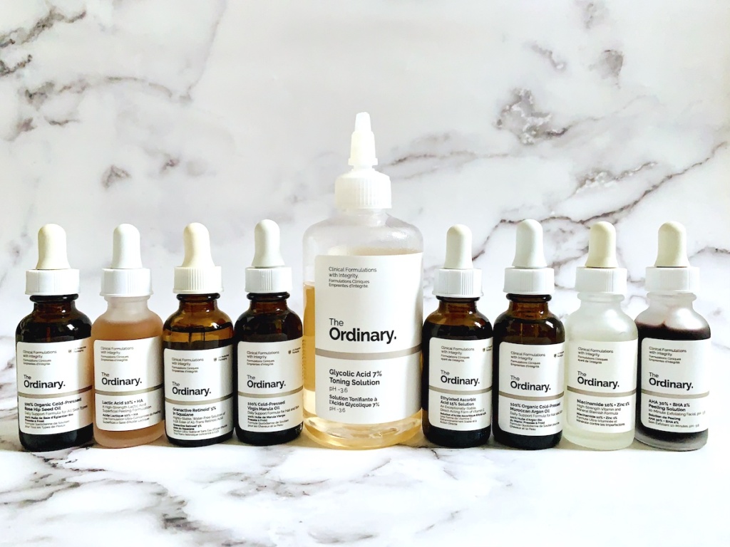 The Ordinary Dupes for Luxury Skincare Products - 10 serums and solutions: lactic acid, glycolic acid, hyaluronic acid, vitamin C serivative, Granactive Retinoid, niacinamide and face oils