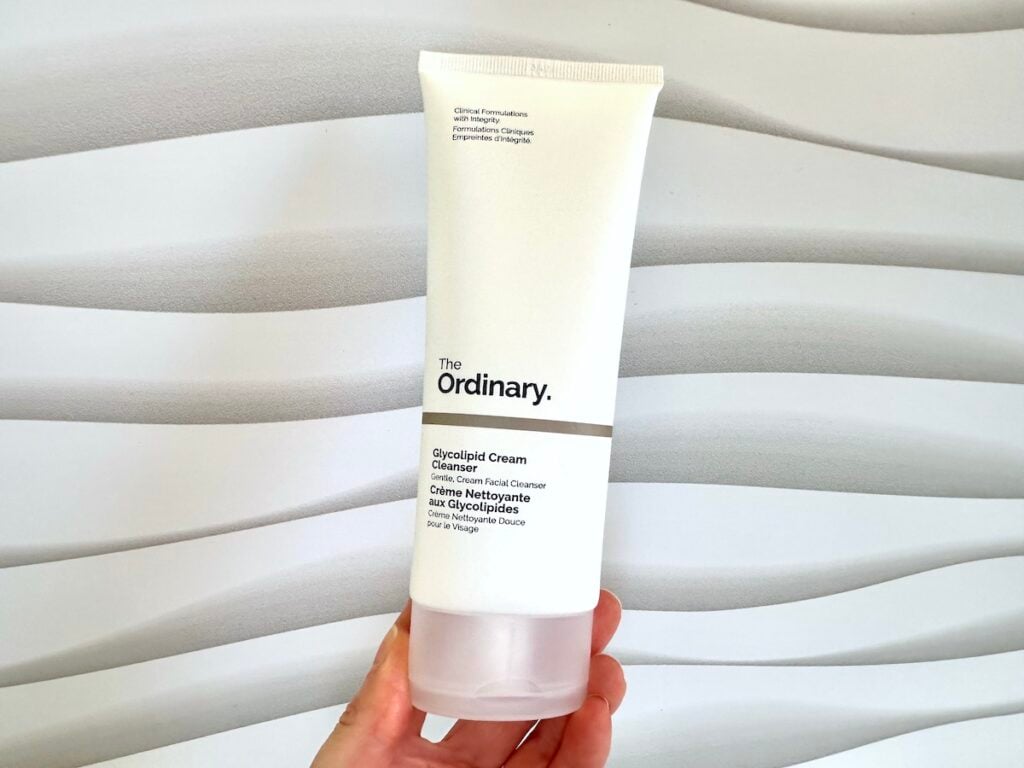 The Ordinary Glycolipid Cream Cleanser, handheld.