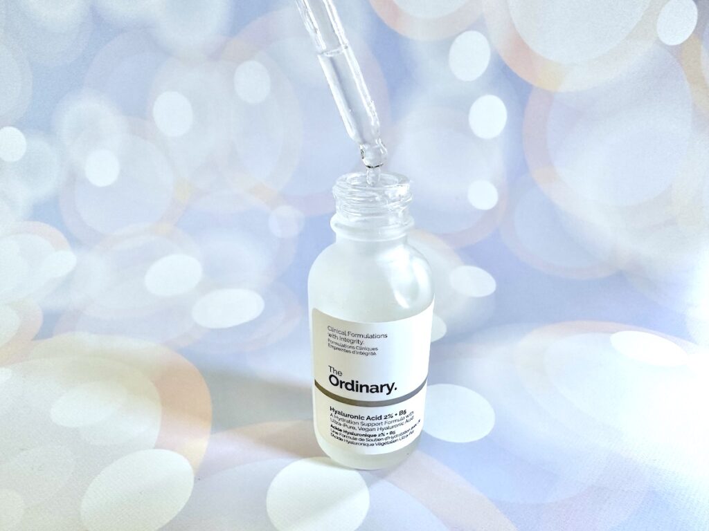 The Ordinary Hyaluronic Acid 2% + B5, open bottle with dropper.