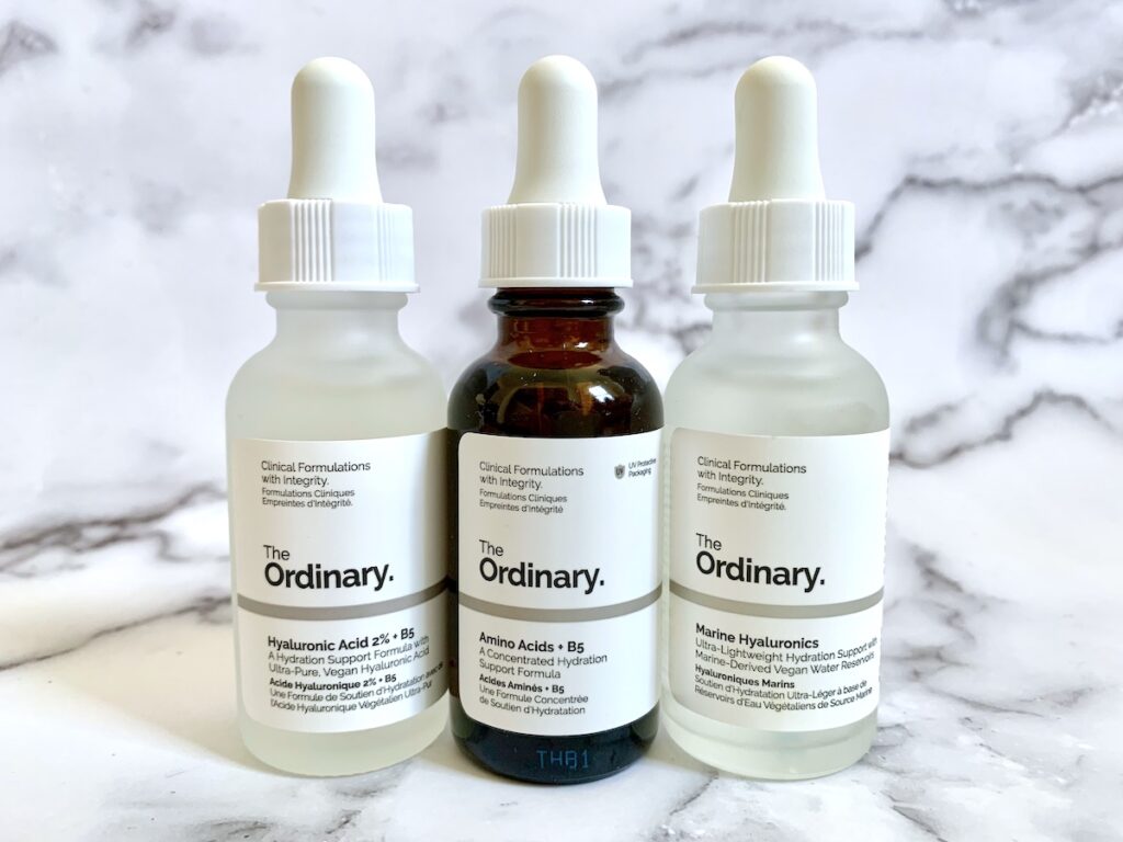 The Ordinary Hydrators: Amino Acids, Hyaluronic Acid + B5 and Marine Hyaluronics.