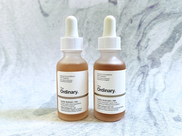 The Ordinary Lactic Acid 5% + HA and The Ordinary Lactic Acid 10% + HA serums.