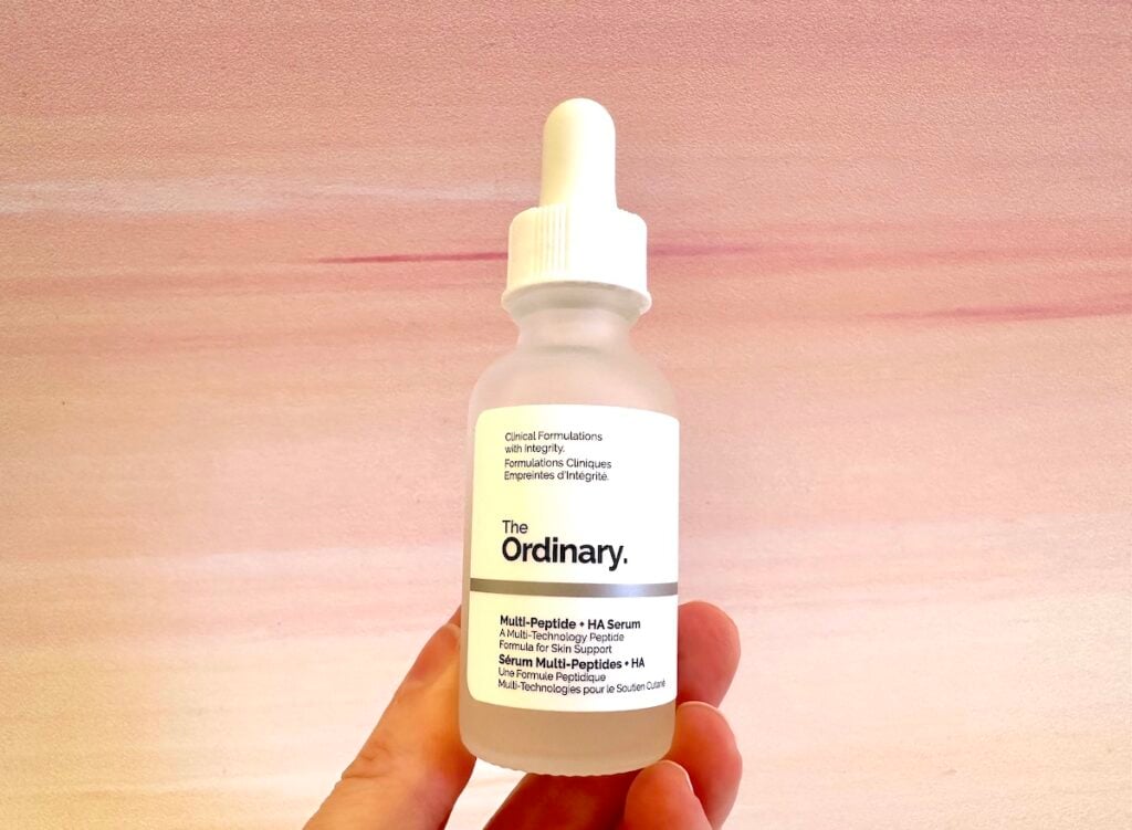 The Ordinary Multi-Peptide + HA Serum, handheld.