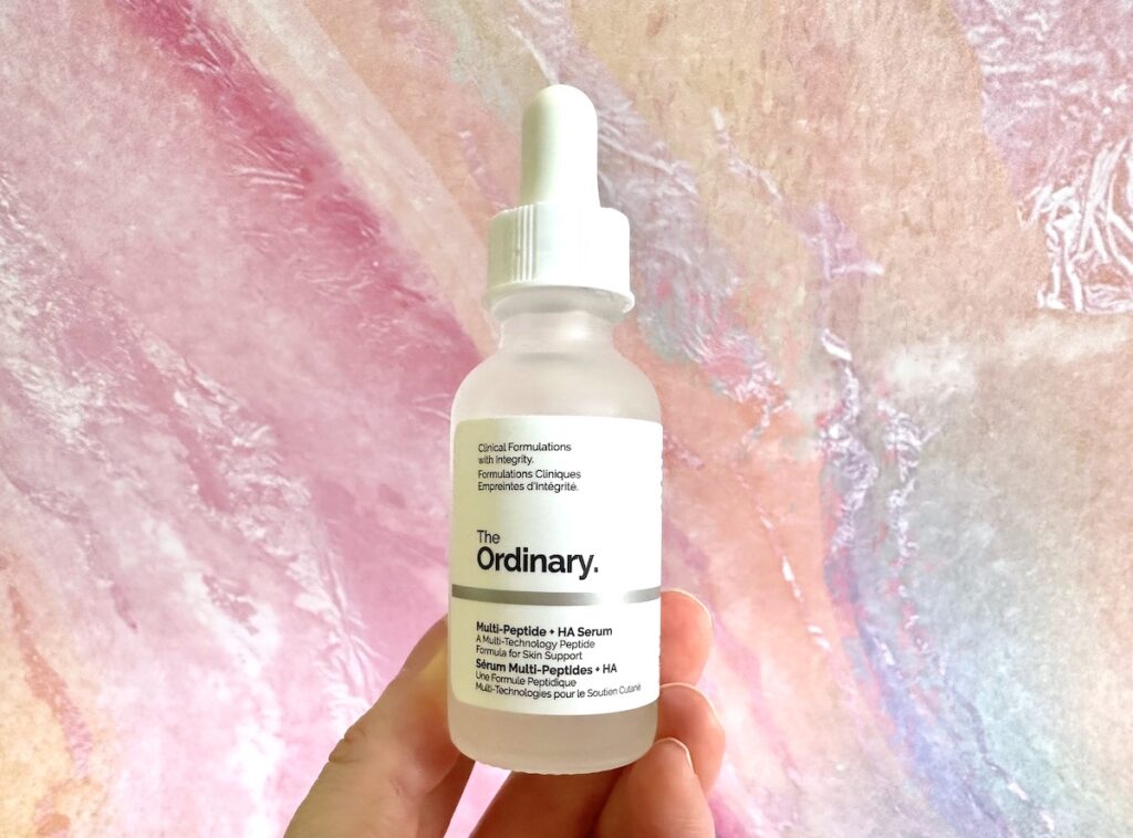 The Ordinary Multi-Peptide + HA Serum ("Buffet"), handheld.