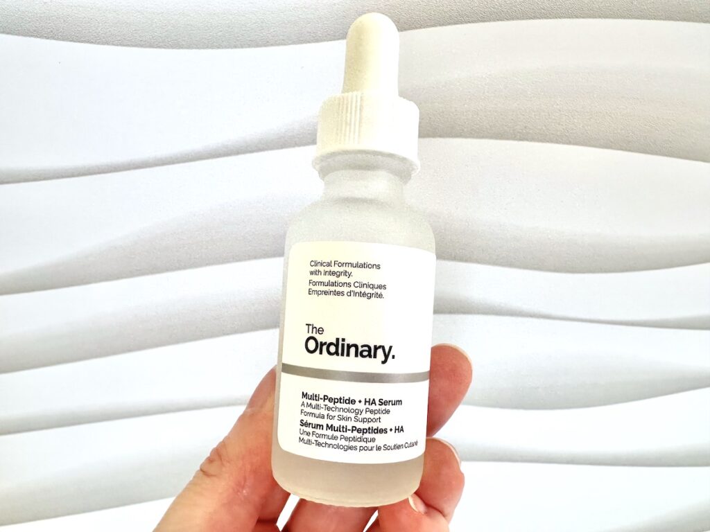 The Ordinary Multi-Peptide + HA Serum, handheld.