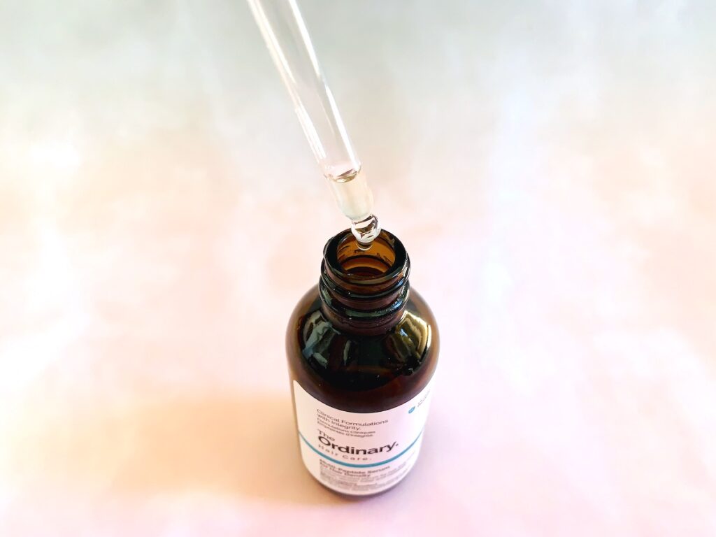 The Ordinary Multi-Peptide Serum for Hair Density opened with dropper