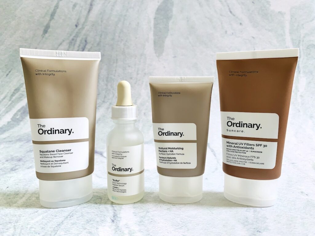 The Ordinary Squalane Cleanser, Buffet, Natural Moisturizing Factors + HA, Mineral UV Filters SPF 30 with Antioxidants