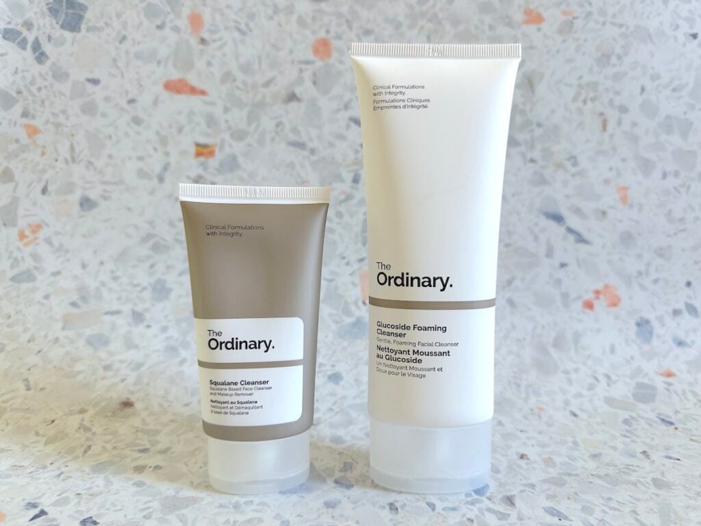 The Ordinary Squalane Cleanser and The Ordinary Glucoside Foaming Cleanser.