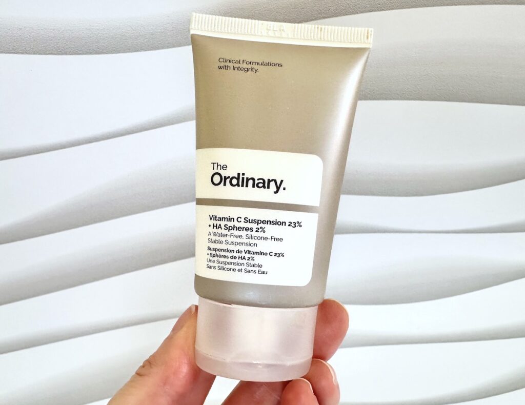 The Ordinary Vitamin C Suspension 23% + HA Spheres 2%, handheld.