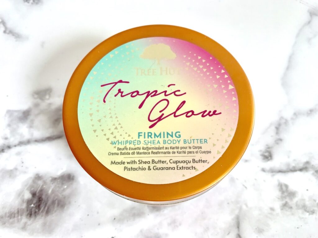 Tree Hut Tropic Glow Firming Whipped Shea Body Butter flatlay.