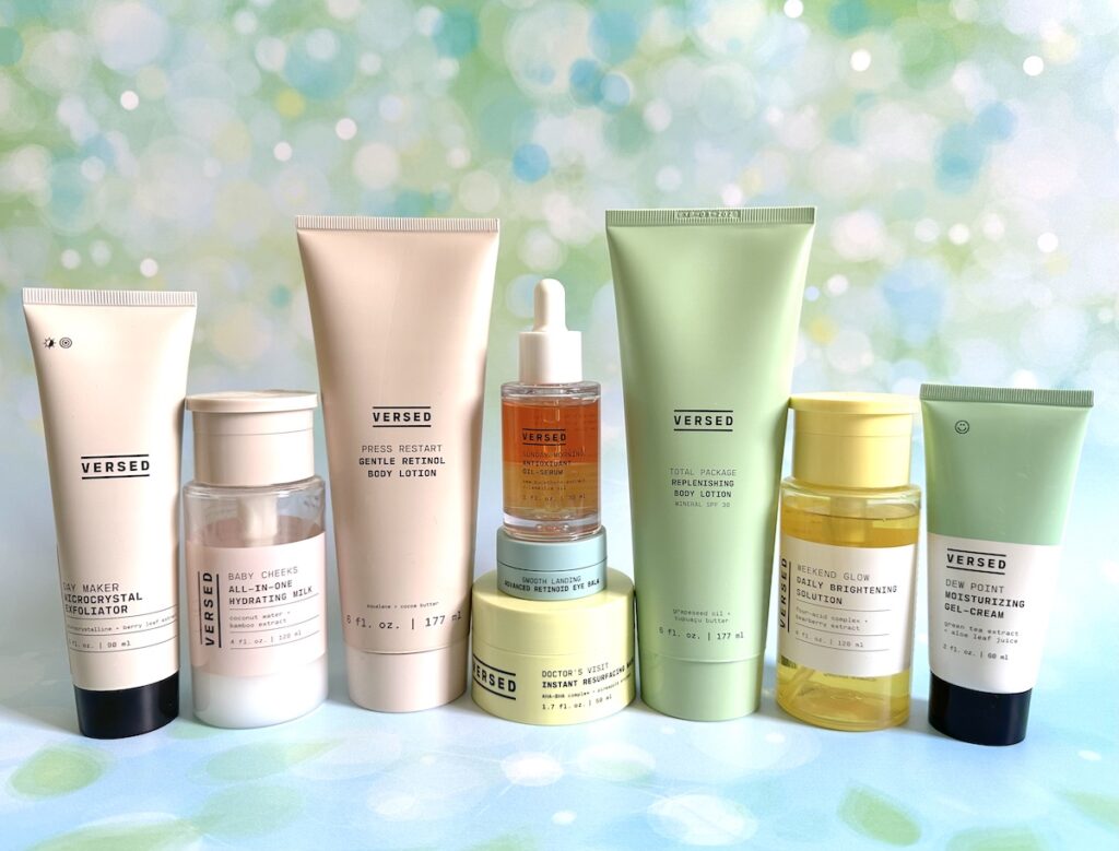 Versed Review: Versed skincare products.