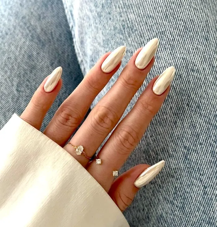 Pearl chrome nails.