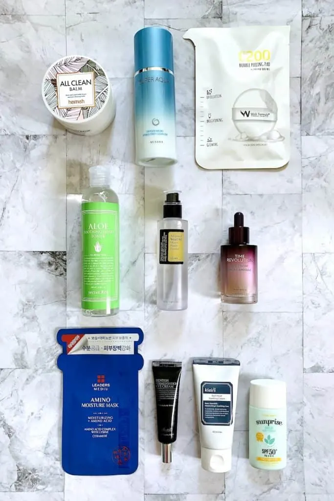 The 10 Step Korean Skincare Routine Products Flatlay