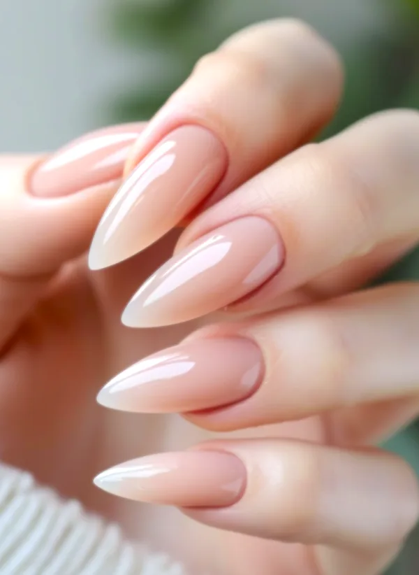 Nude ombre nails.