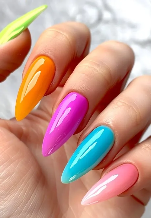 Bright jelly nails for summer.