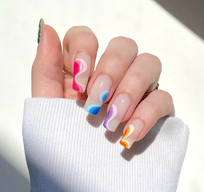 Colorful swirl nails for May.