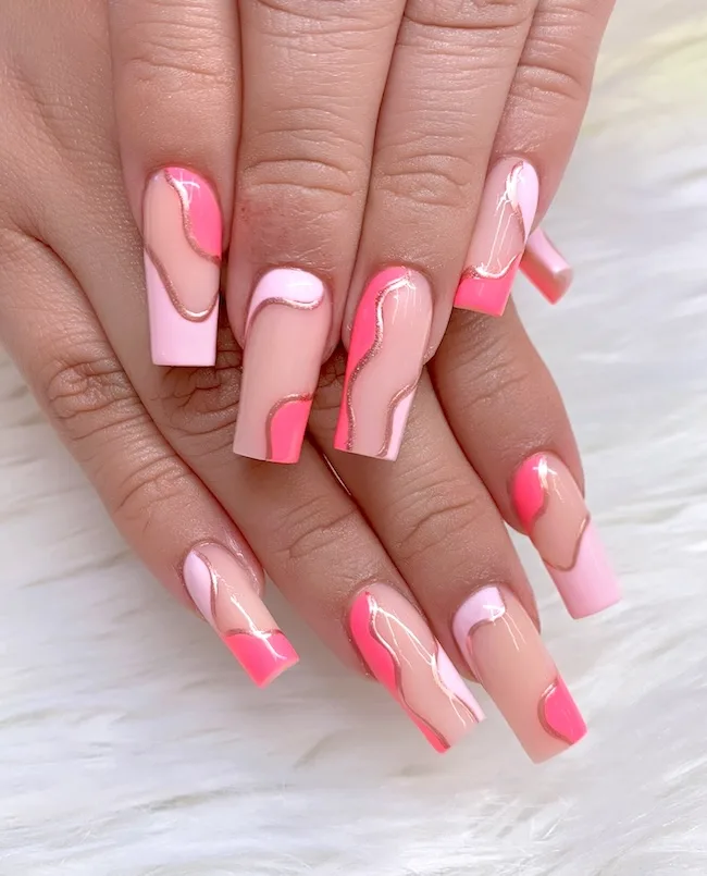 Peach pink May nails.