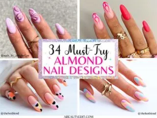 34 must-try almond nail designs collage.