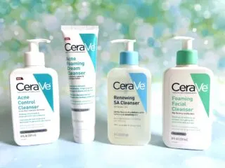 Best CeraVe Cleansers For Acne: CeraVe Acne Control Cleanser, CeraVe Acne Foaming Cream Cleanser, CeraVe Renewing SA Cleanser, and CeraVe Foaming Facial Cleanser.