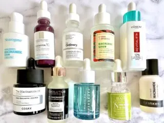 Best Drugstore Niacinamide Serums flatlay.