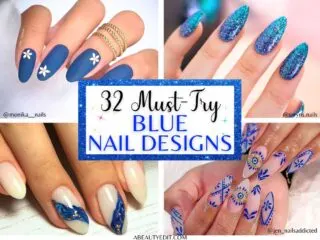 32 Must-Try blue nail designs collage.