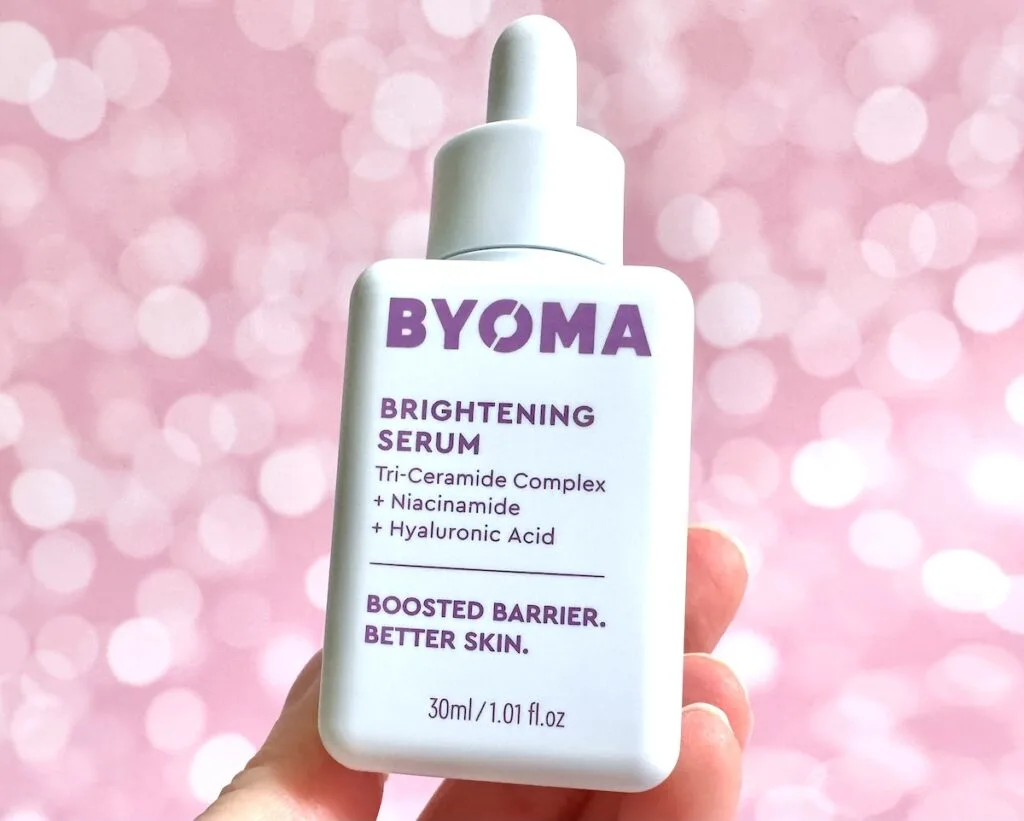 Byoma Brightening Serum, handheld.