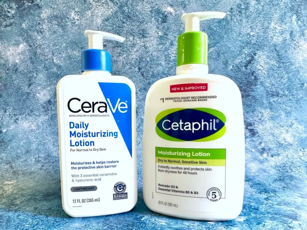 CeraVe Daily Moisturizing Lotion and Cetaphil Moisturizing Lotion.