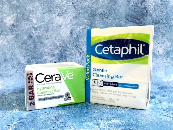 CeraVe Hydrating Cleanser Bar and Cetaphil Gentle Cleansing Bar