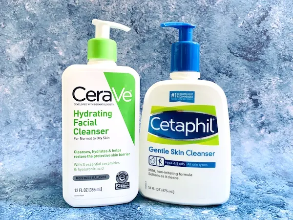 CeraVe Hydrating Facial Cleanser and Cetaphil Gentle Skin Cleanser