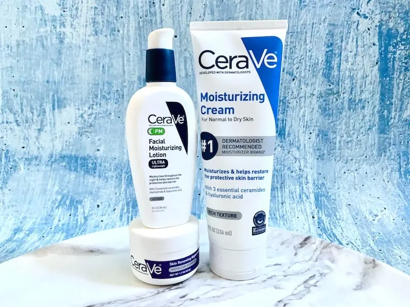 CeraVe PM Facial Moisturizing Lotion, CeraVe Moisturizing Cream and CeraVe Skin Renewing Night Cream