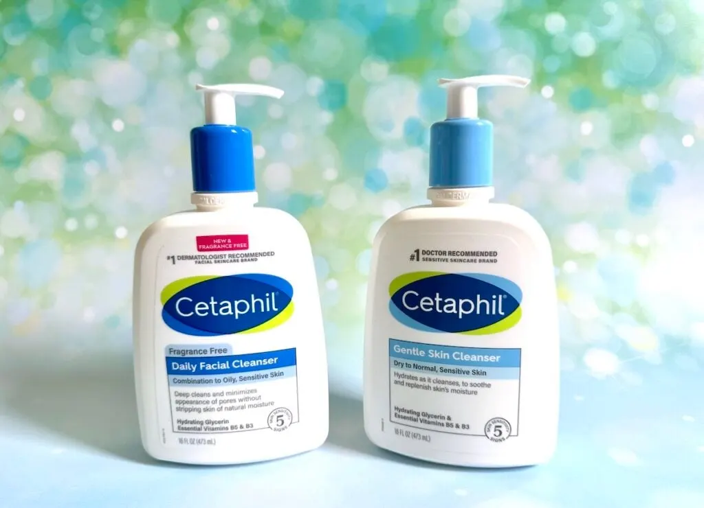 Cetaphil Daily Facial Cleanser vs Gentle Skin Cleanser, cleansers side by side.